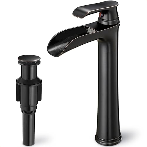HOIGY Vintage Oil Rubbed Bronze Waterfall Faucet for Bathroom Sink