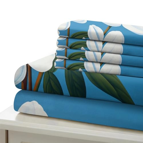 Housse de couette imprimé 3D parure de lit fleurs blanches King - 7