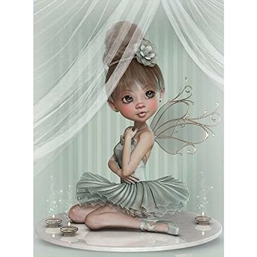 Demiawaking Broderie Art Diamant Complet Kit, Diamond Painting Jolie Fille Rond Diamant, DIY Plein Foret Diamant Peinture Décoration Murale pour Adulte et Enfant (Type 13, 30x40cm) Cover