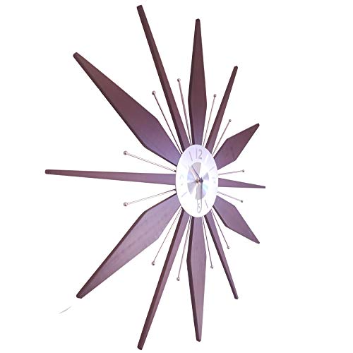Infinity Instruments Utopia Mid-Century 30 Inch Wood And Metal Wall Clock, Walnut Dark Wood #TOP4