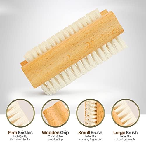 Wooden Nail Brush Double-sided Nail Cleaner with Plastic Bristles for Fingernail Toenail Cleaning and Scrubbing (Pack of 6) - Image 4