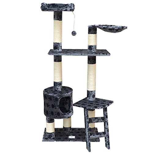 EYEPOWER Arbre à Chat en Peluche sisal Patte Gris 140 cm