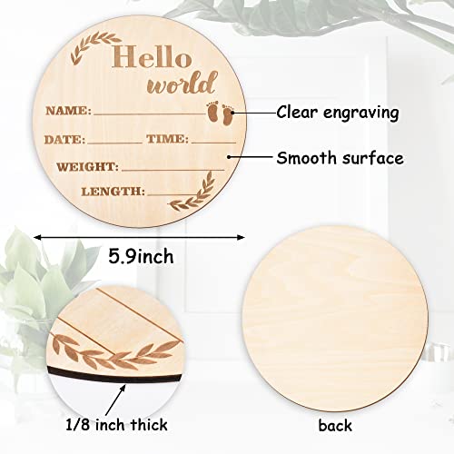 Uflashmi Baby Announcement Sign, Hello World Newborn Sign, Birth Announcement Sign For Hospital Or Photo Prop, Wooden, 5.9 Inch #TOP1
