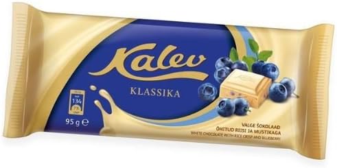 White Chocolate with Rice Crisp and Blueberry (95g) Kalev from Estonia [Pack of 9]