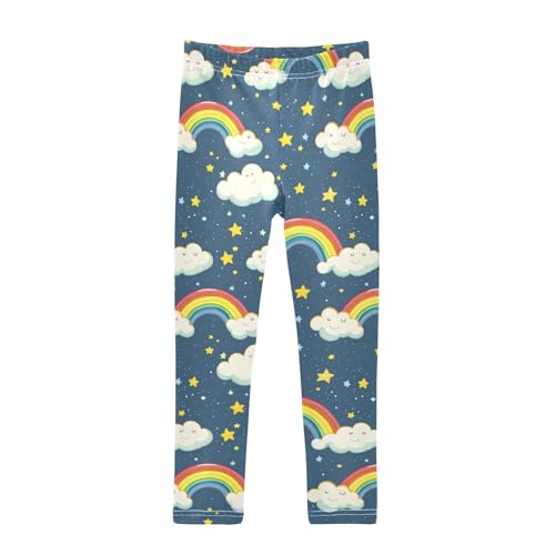 Girls Leggings Cute Rainbow Clouds Stars Soft Toddler Leggings for Girls Kids Pants Size 4T-10T