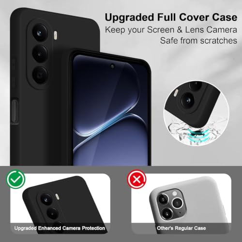 Image of DIZORO Microfiber Candy Compatible for Oneplus Nord ce6 lite 5G Smooth Touch Cushion Liquid Soft Silicone Gel Rubber Phone Case Non-Slip Full Body Protective Shockproof Back Cover - Black