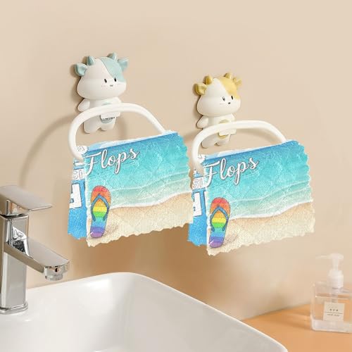 Image of Cotton Kitchen Dish Cloths, Life is Better in Flip-Flops Inspiration Quote on Ultra Soft Absorbent Quick Drying Dish Towels, 11 x 11 Inches, 6-Pack, Reusable Cleaning Cloths