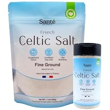 Sante Naturelle Celtic Salt Organic Fine Ground Bundle 8oz Shaker & 1.1lb 18oz Bag Unrefined Organic French Mineral Sea Salt, Natural & Hand Harvested Sal Celtica