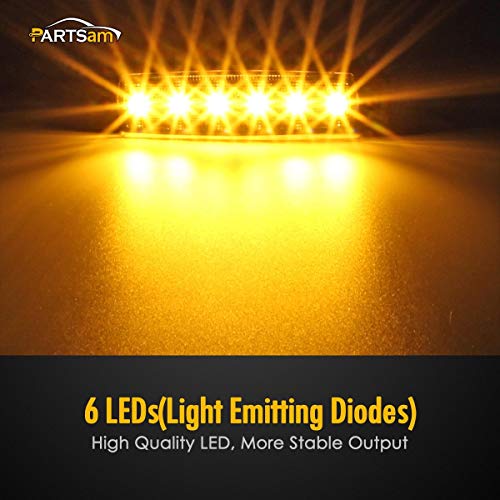 Image of Partsam 5Pcs 3.8 inch Thin Amber 6 LED Side Marker Clearance Lights Indicators for 12V Trucks Trailers Lorry Van Bus Pickup, Smoked Lens, Sealed Waterproof