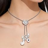 Anti-Lost Necklace, Sterling Silver Heart Pendant Earphone Holder Chain, Bling CZ Inlaid Wireless Earbud Lanyard for Women, Fashion Jewelry Gift for 1/2/3/Pro(Heart-Shaped Pendant Style)
