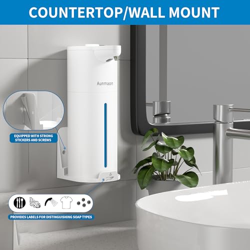 Image of Aunmaon Automatic Soap Dispenser Touchless, Modern, Kitchen & Bathroom, Hands-Free, Adjustable Volume, Long Battery Life, Compatible with Thick & Thin Soap, Easy for Toddlers, Clog-Free, White