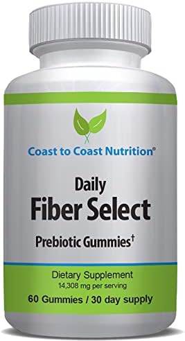 Daily Fiber Select Prebiotic Fiber Gummies Supplement. Soft and Chewy Plant-Based Gummies That Taste Good. 60 Count