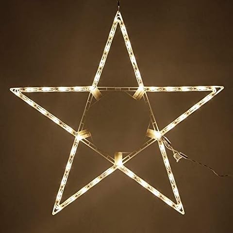 Kringle Traditions 32" Lighted Christmas Star Outdoor Star Light, Warm White LED Christmas Star Decoration Folding Outdoor Star Decor Cover