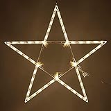 32' Lighted Christmas Star Outdoor Star Light, Warm White LED Christmas Star Decoration Folding Outdoor Star Decor