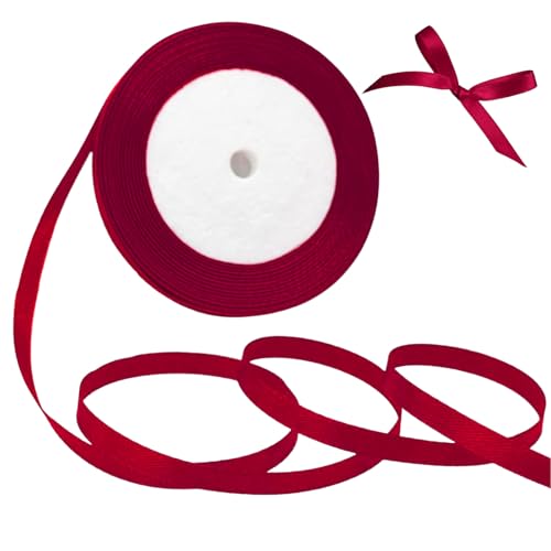 GXAHSOL Ruban Cadeau Rouge, 10mm x 22m Ribbon Burgundy, Ruban Cadeau, Polyester Rubans pour Bouquets, Ballon, Couture, Nœuds, Gâteau