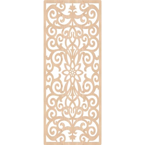 Image of Buel Decorative Pierced Fretwork Wood Wall Panels, 35 3 /8 inchW x 89 3 /8 inchH x 3 /8 inchT, Red Oak