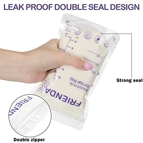 Newwiee NEWWIEE-BREAST-UJ54 400 Count Breastmilk Storage Bags 7 Oz Leak Proof Double Zipper Seal Breast Milk Storing Bags Self Standing Breast Milk Storage Bags thumb #2