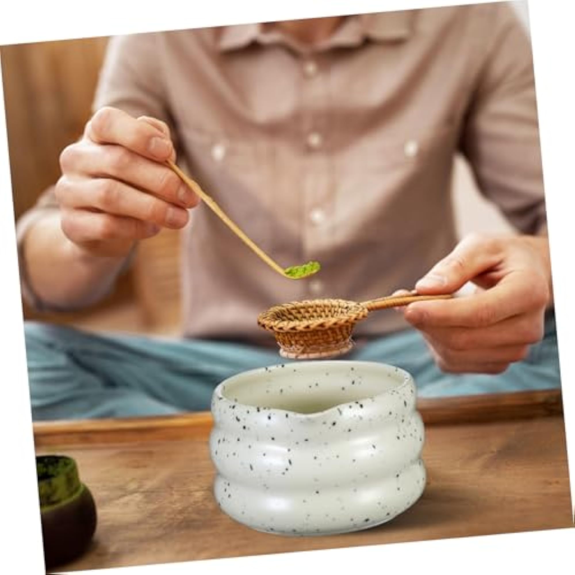 Japanese Matcha Tea Set with Ceramic Bowl and Whisk