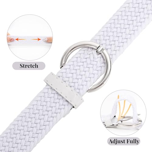 Image of JASGOOD Women Men Braided Woven Elastic Stretch Waist Belt Golf Canvas Fabric Casual Belt for Jeans Pants
