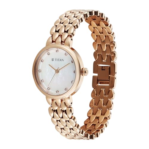 Image of Titan Glamour Quartz Analog Mother of Pearl Dial Stainless Steel Strap Watch for Women