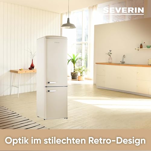 SEVERIN Réfrigérateur Congélateur combiné, Pose libre, Longueur 55 cm, 244 L, Classe D, Combiné Réfrigérateur design Rétro, Crème, RKG 8919 - 5