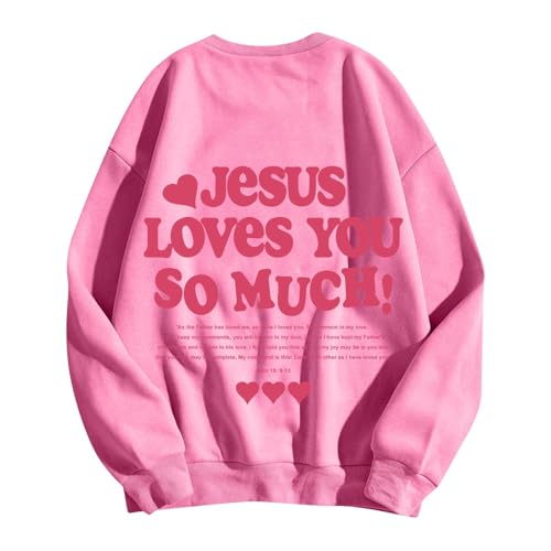 Kids Sweatshirt 'Jesus Loves You So Much' Print Soft Crewneck Pullover Long Sleeve Unisex Casual Top3
