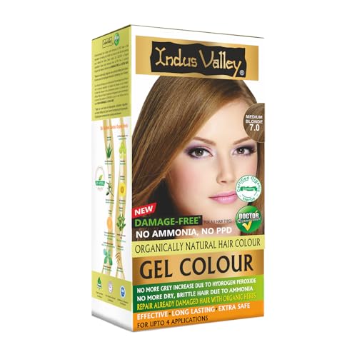 Indus Valley Organic Damage Free Gel Hair Dye |Ammonia Free, Vegan & Cruelty Free | Hair Dye for Women, Up to 100% Gray Coverage, Long Lasting Results | Medium...