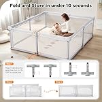 Baby Playpen,79"x59" Foldable Playpen for Babies and Toddlers with Gate,Large Play Pen with Zipper Door,Baby Play Pen Play Area(Light Grey) - Image 2