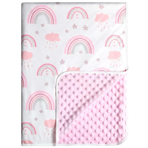 Image of GUNTAIL Baby Blankets for Boys or Girls, Super Soft Nursery Crib Blanket, Newborn Blanket with Double Layer, Dotted Backing, Lightweight Baby Crib Blanket, 30 * 40 inche (Rainbow)