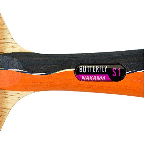 Butterfly Nakama S-1 Table Tennis Racket – Professional Ittf Approved Butterfly Ping Pong Paddle – Sriver Rubber – Carbon Ping Pong Paddle – 2 Ping Pong Balls Included #TOP5