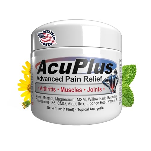 AcuPlus - Advanced Pain Relief Topical Anti Inflammatory Cream to Soothe Muscle & Joint Pain - Arthritis, Bursitis, & Tendonitis - Fast-Acting Formula with Natural Ingredients - 4 oz.