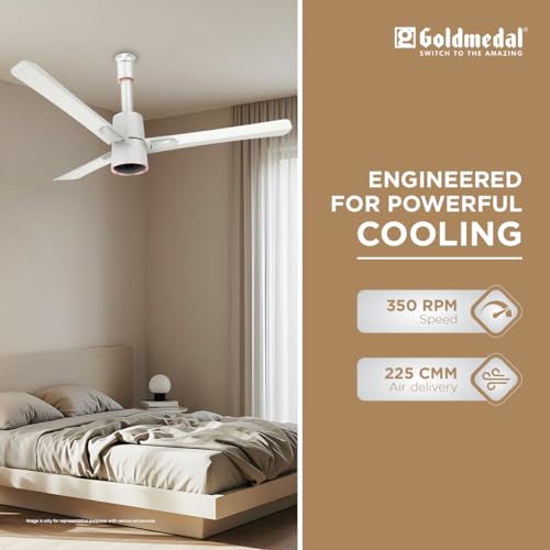 Image of Goldmedal Spacio BLDC 1200mm Decorative 5 Star Rated Ceiling Fan | Remote with 3 Modes |Off Timer Function (2,4, & 8 HRS) | Smooth & Silent Operation (Snow White)
