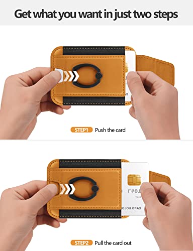 3-In-1 Magnetic Wallet With Phone Grip, Compatible With Magsafe Wallet And Phone Stand, Leather Privacy Flap, Magnetic Phone Wallet Holder With Phone Ring For Iphone 14/13/12 Series, 7 Cards, Orange #TOP7