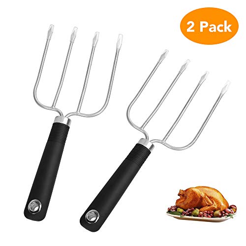 CocoKool Meat Fork, Stainless Steel Poultry Roast Forks, Roast Chicken Forks with Slip