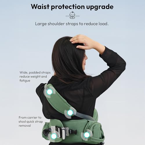 Image of StarAndDaisy 3-in-1 Baby Carrier for 0 to 3 Year Baby /Kangaroo Bag with Comfortable Soft Hip Seat /Baby Carrier /Sling - 3 Carrying Positions with 2 Storage Pockets (3 in1-Green)