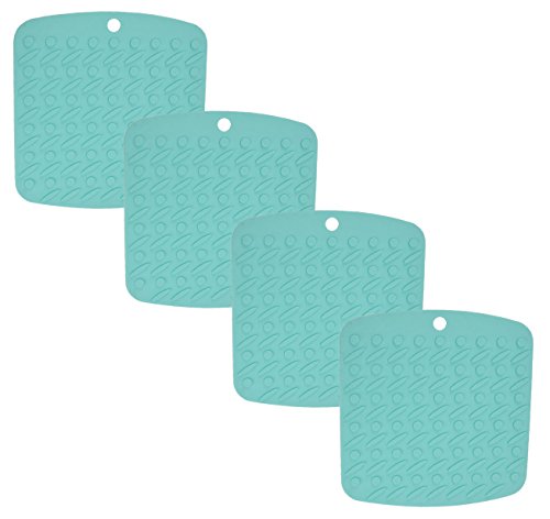 Silicone Pot Holder, Trivet Mat for jar Opener & Spoon Rest or Garlic Peeler Mat SP-H3M3 (Light Blue)