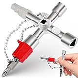 ExeQianming 4 Wege Schlüssel, Multifunktionale Schaltschrankschlüssel, Vierkantschlüssel Universal Vier Wege Schlüssel für elektrische Gaszählerbox, Schrank