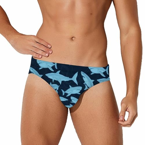 Shark Ocean Sea Fish Mens Swim Briefs Bathing Suit Quick Dry Bikini Underwear Trunks Swimsuit Pool Beach