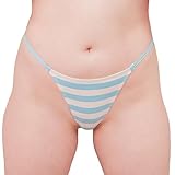 Blue Shimapan Lingerie by Lewd Fashion: Silky-Smooth Milk Silk Thong for Anime Cosplay – Japanese-Inspired Striped Panties, Ideal Weeb Gift (M)