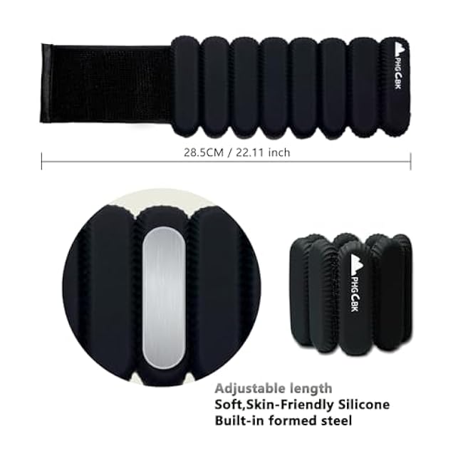 2Lbs Wrist Ankle Weights for Women - Wearable Arm Leg Bangles Weight Set of 2(1Lb Each) Adjustable Weighted Wristbands for Home Gym Workout, Walking, Pilate, Yoga, Exercise, Barre, Strength Training