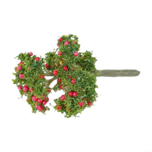Bebykilemi Árbol frutal de plástico para modelos de ferrocarril a escala HO - Árbol de paisaje realista con alto efecto de simulación, 5-7 cm de altura, ideal para trenes (rojo 5 cm)