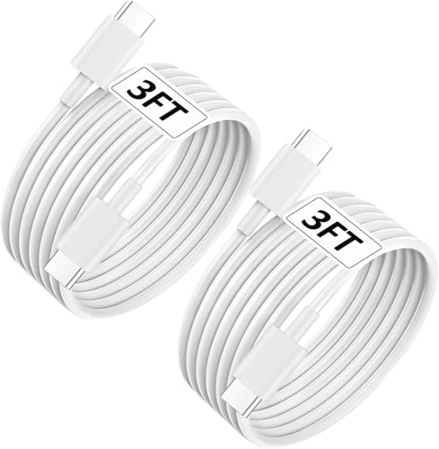Image of HANYCONY Pack Of 2 USB C to USB C Cable for MacBook Air MacBook Pro Charger, iPad Pro 13 12.9 11 inch, iPad Air 5 4, Mini 6, iPhone 16 15 Pro Max Plus, Pixel, USBC Type C Fast Charging Cord 3.3FT