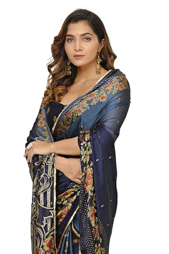 Image of MIRCHI FASHION Saree for Woman Chiffon Colorblock with Foil Work | Shimmer Festive Women's Sari for Wedding Functions and Ceremonies