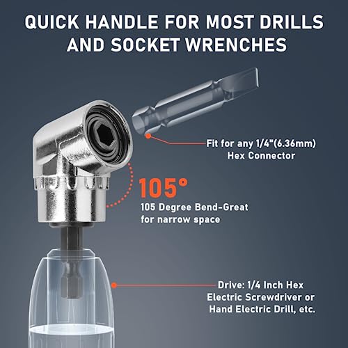 Valkynos 12PCS Bit Holder Key Chain, 1/4 Bit Holders with Right Angle Drill Attachment, Drill Bits Holder for Impact Driver Quick Release, Impact Bit Holder, Cool Gadgets Gifts for Men - Image 5