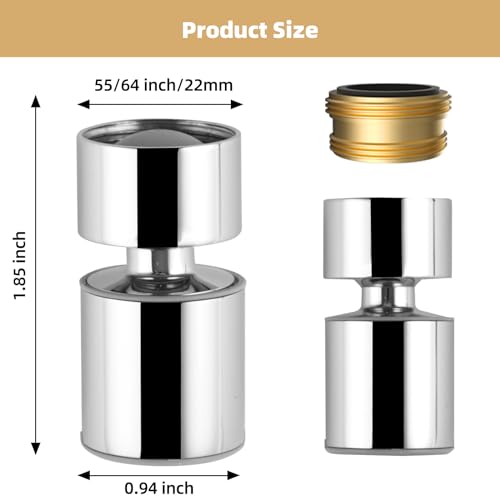 Hibbent Nsf Certified Faucet Aerator, Cupc Certification Dual-Function Sink Faucet Aerator, 360 Degree Swivel Kitchen Sink Sprayer Attachment thumb #4