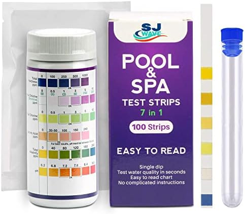 7 in 1 Pool & Spa Test Strips | Water Testing Kit Hot Tub Test Strips Detects pH, Chlorine, Bromine, Hardness, Alkalinity, Cyanuric Acid 100 Strips