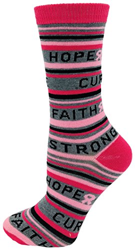 6 Pairs Womens Breast Cancer Awareness Socks, Pink Ribbon Soft Sport Sock Bulk Pack3