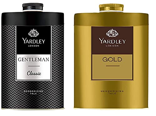 Yardley London Gold Desodorizante Talco en polvo con Gentleman Talco para hombres, 250 g, paquete de 2 unidades