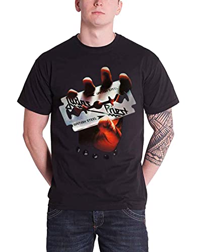 Judas Priest T Shirt British Steel Band Logo Album Cover Ufficiale Uomo Nuovo Size L
