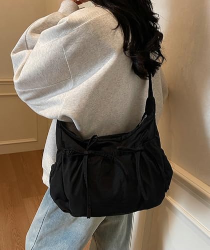 Nylon Crescent Bag Lightweight Y2k Crossbody Shoulder Bag with Bow Casual Sling Handbags Travel Tote Bags for Women2